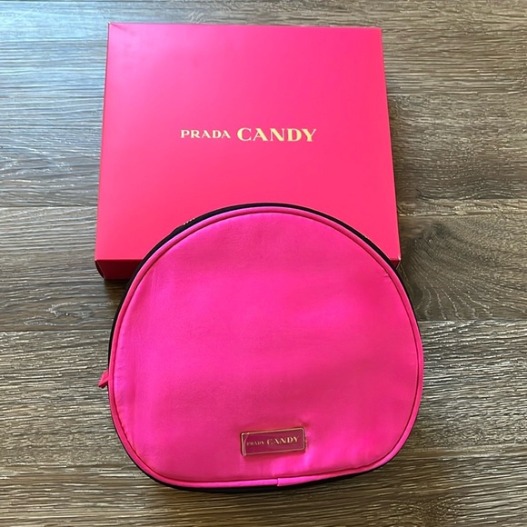 Prada Other - NWT Prada Candy Makeup Pouch Pink Black Zipper